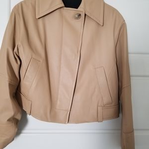 Vince Cropped Leather Flight Jacket